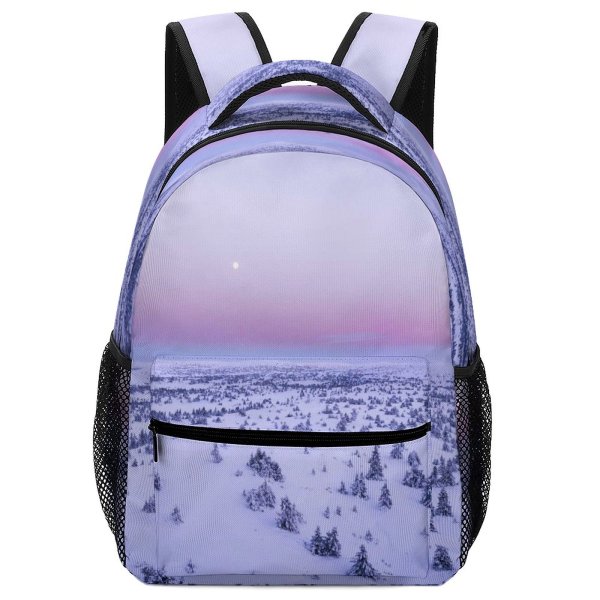 yanfind Children's Backpack Frozen Tree Vibrant Winter Forest Season Desktop Nobody Sunset Freeze Landscape Top Preschool Nursery Travel Bag
