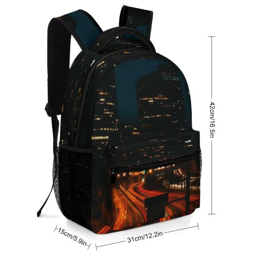 yanfind Children's Backpack  Street City Dark Time Lights Downtown Lapse Cityscape Roads Evening Asphalt Preschool Nursery Travel Bag