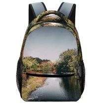 yanfind Children's Backpack Forest Scenery Grass Peaceful Tranquil River Outdoors Scenic Idyllic Reflection Sky Trees Preschool Nursery Travel Bag