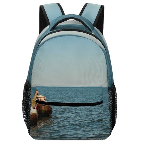 yanfind Children's Backpack Freedom Sunset Landscape Daylight Pier Travel Leisure Dreaming Beach Boat Outdoors Preschool Nursery Travel Bag