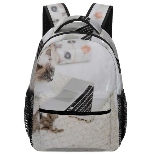 yanfind Children's Backpack Young Furniture Interior Funny Room Family Kitten Portrait Cute Little  Cat Preschool Nursery Travel Bag