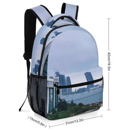 yanfind Children's Backpack Bay Tourism City Port Daylight Pier Travel Structure  Buildings Glass Dock Preschool Nursery Travel Bag