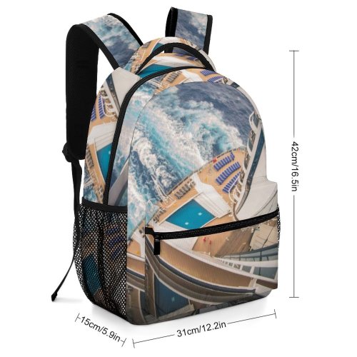 yanfind Children's Backpack Fisheye Vacation Daylight Travel Leisure Beach Caribbean Sail Cruise Luxury Transportation Preschool Nursery Travel Bag