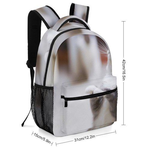 yanfind Children's Backpack Kitty Grey Pet Felidae Whiskers Cute Focus  Adorable Furry Cat Fur Preschool Nursery Travel Bag