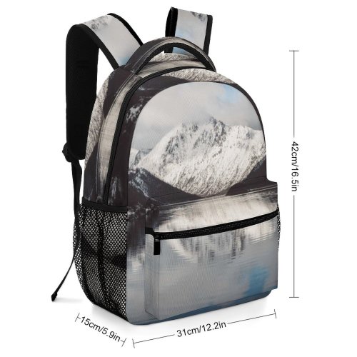 yanfind Children's Backpack Grey   Outdoors Snow Washington  United States Lake Cloud Winter Preschool Nursery Travel Bag