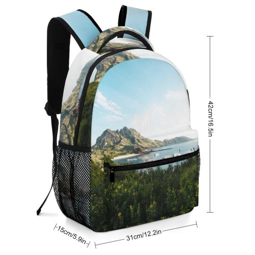 yanfind Children's Backpack  Sunset Beach Daylight Grass Sunrise Clouds Outdoors Scenic Seashore Sky Boats Preschool Nursery Travel Bag