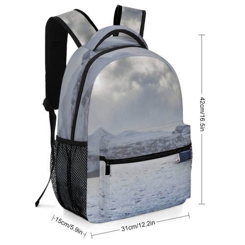 yanfind Children's Backpack Frozen Winter Landscape Daylight Travel Snow Outdoors Scenic Lake Frost Ship Preschool Nursery Travel Bag