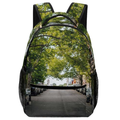 yanfind Children's Backpack  Street City Roadway Automobiles Parked Depth Field Urban Transportation Perspective Vehicles Preschool Nursery Travel Bag