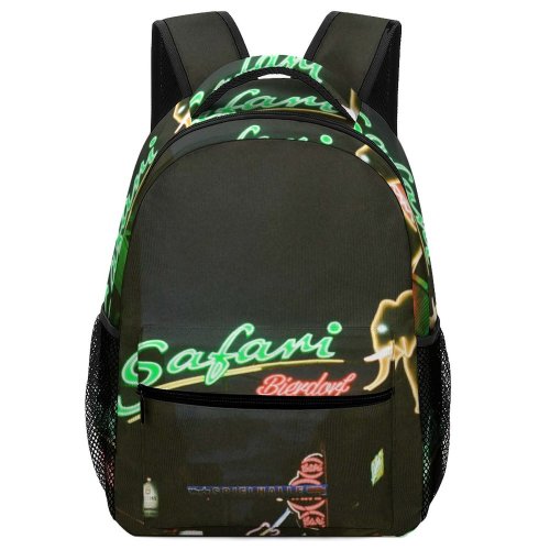 yanfind Children's Backpack Focus Dark Time Design Illuminated Lights Evening Buildings Signs Display Neon Urban Preschool Nursery Travel Bag