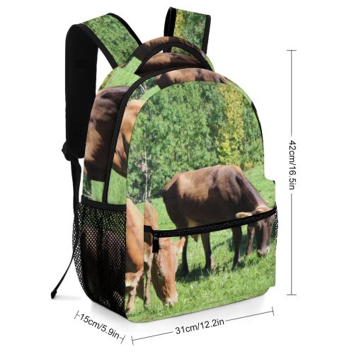 yanfind Children's Backpack Cattle Cow Field Grassland Outdoors Countryside Farm Rural Bull Meadow Pasture Ranch Preschool Nursery Travel Bag