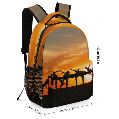 yanfind Children's Backpack Backlit Team Together Community Cameras Sunset Adventure Photoshoot Teamwork Travel Friendship Leisure Preschool Nursery Travel Bag