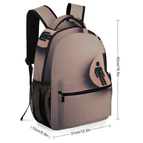yanfind Children's Backpack Dark Design Creativity Round Signage Gender Art Restroom Conceptual Bathroom Toilet Preschool Nursery Travel Bag