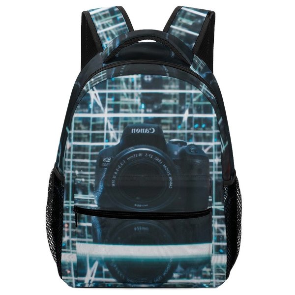 yanfind Children's Backpack  Infinity Matrix Design  Grid Technology Electronics Light Picture Shapes Reflections Preschool Nursery Travel Bag