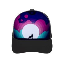 yanfind Adult Bend Rubber Baseball Hollow Out Minimal Wolf Howling Gradients Silhouette Colorful Beach,Tourism,Mountaineering,Sports, Parties,Cycling