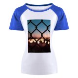 yanfind Women's Sleeve Raglan T Shirt Short Bokeh Fence Focus Golden Hour Iron Lights Metal Outdoors Sunset