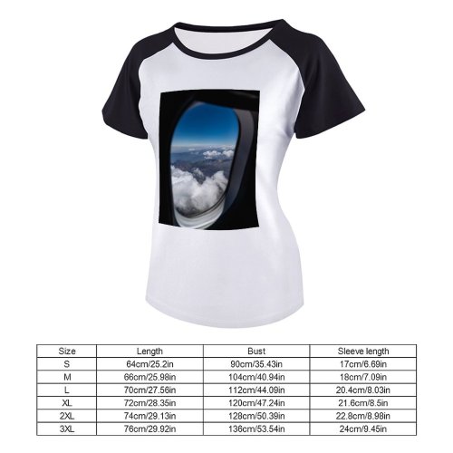 yanfind Women's Sleeve Raglan T Shirt Short Aircraft Airplane Atmosphere Aviation Clouds Cloudy Flight Flying High Horizon Journey
