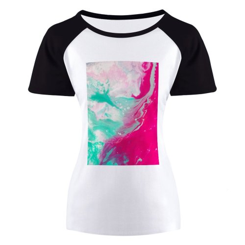 yanfind Women's Sleeve Raglan T Shirt Short Abstract Expressionism Acrylic Art Artistic Canvas Colorful Contemporary Creative Creativity Design Glowing