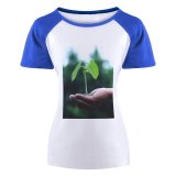 yanfind Women's Sleeve Raglan T Shirt Short Ecology Gardening Grow Growing Growth Little Plant Planting Sapling Seed