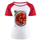 yanfind Women's Sleeve Raglan T Shirt Short Berries Delicious Edible Fruit Healthy Juicy Leaf Ripe Strawberries Tasty
