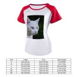 yanfind Women's Sleeve Raglan T Shirt Short Cat Face Eyes Fur Outdoors Pet Staring Whiskers