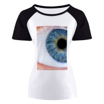 yanfind Women's Sleeve Raglan T Shirt Short Eyes Eyeball Eyesight Macro Pupil Sight