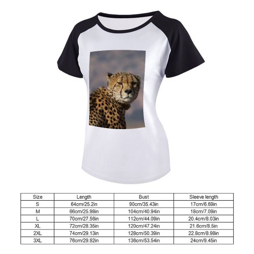 yanfind Women's Sleeve Raglan T Shirt Short Big Cat Carnivore Cheetah Daytime Dots Fur Hunter Outdoors Wild