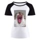 yanfind Women's Sleeve Raglan T Shirt Short Cat Focus Fur Mouth Nose Pet Teeth Tongue Whiskers Yawn