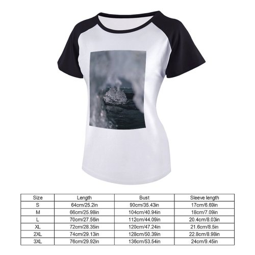 yanfind Women's Sleeve Raglan T Shirt Short Daylight Frost Frosty Frozen Ho Lake Outdoors Reflection Rock