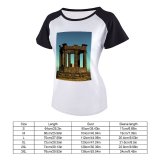 yanfind Women's Sleeve Raglan T Shirt Short Ancient Archaeology Architecture Art Building Column Monument Outdoors Religion Ruin Statue