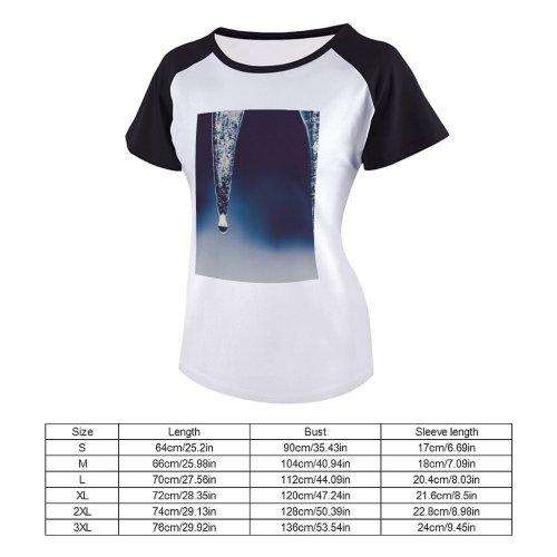 yanfind Women's Sleeve Raglan T Shirt Short Art Dew Drop Macro Motion Reflection Snow Winter