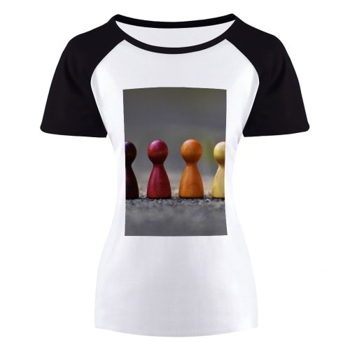 yanfind Women's Sleeve Raglan T Shirt Short Board Game Challenge Chess Pieces Colorful Community Leisure Mate Pawn Play Still