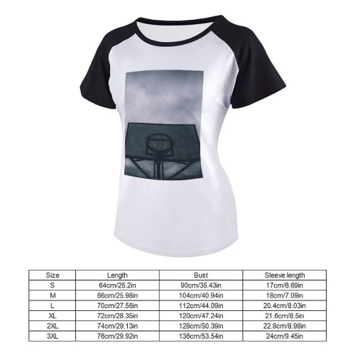 yanfind Women's Sleeve Raglan T Shirt Short Basketball Basket Court Hoop Ring Dark Empty Shot Net Outdoors Rim Sport