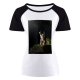 yanfind Women's Sleeve Raglan T Shirt Short Adorable Border Collie Curiosity Cute Dark Daylight Dog Grass Outdoors Pet Rock