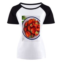 yanfind Women's Sleeve Raglan T Shirt Short Berries Delicious Edible Fruit Healthy Juicy Leaf Ripe Strawberries Tasty