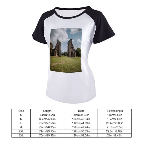 yanfind Women's Sleeve Raglan T Shirt Short Ancient Architecture Clouds Column Daylight Exterior Grass Landmark Outdoors Sky Structures
