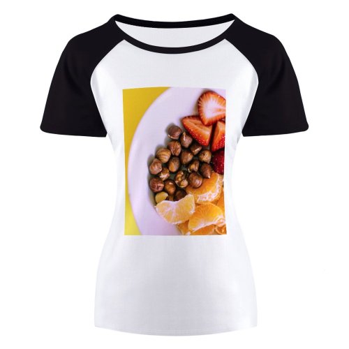 yanfind Women's Sleeve Raglan T Shirt Short Assorted Berries Fruit Confection Delicious Diet Eating Healthy Fruits Health