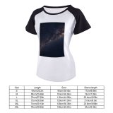 yanfind Women's Sleeve Raglan T Shirt Short Astrology Astronomy Constellation Dark Exploration Galaxy Infinity Insubstantial Exposure Milky Way Nebula
