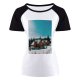 yanfind Women's Sleeve Raglan T Shirt Short Architecture Building Cabin Chalet Conifers Daylight Frosty Frozen High Shot Landscape