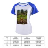 yanfind Women's Sleeve Raglan T Shirt Short Boletus Daylight Edible Agaric Forest Fungus Grass Growth Mushroom Outdoors Season