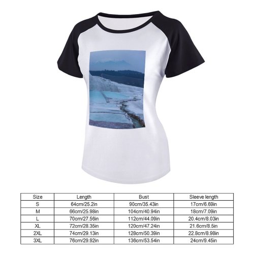 yanfind Women's Sleeve Raglan T Shirt Short Agua Beauty Castillo De Algodón Daylight Frosty Frozen Landscape