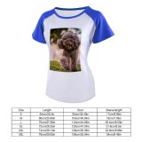 yanfind Women's Sleeve Raglan T Shirt Short Adorable Portrait Canidae Cute Depth Field Dog Face Fur Furry
