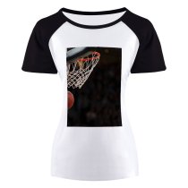 yanfind Women's Sleeve Raglan T Shirt Short Ball Basketball Basket Court Hoop Ring