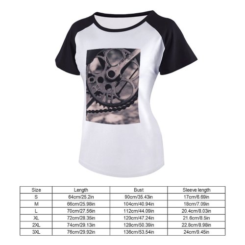 yanfind Women's Sleeve Raglan T Shirt Short Bicycle Chain Gear Iron Mechanism Outdoorchallenge Round Rusty Technology