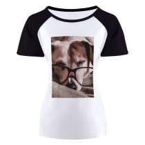 yanfind Women's Sleeve Raglan T Shirt Short Cute Dog Fur Pet Portrait Puppy Sleeping