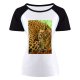yanfind Women's Sleeve Raglan T Shirt Short Cat Fence Fur Hunter Leopard Outdoors Safari Wild Wildlife