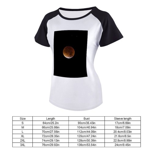 yanfind Women's Sleeve Raglan T Shirt Short Astrology Astronomy Ball Shaped Celestial Crater Dark Galaxy Luna Lunar