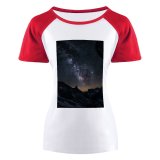 yanfind Women's Sleeve Raglan T Shirt Short Astronomy Astrophotography Breathtaking Celestial Constellation Cosmos Galaxy Milky Way Nebula