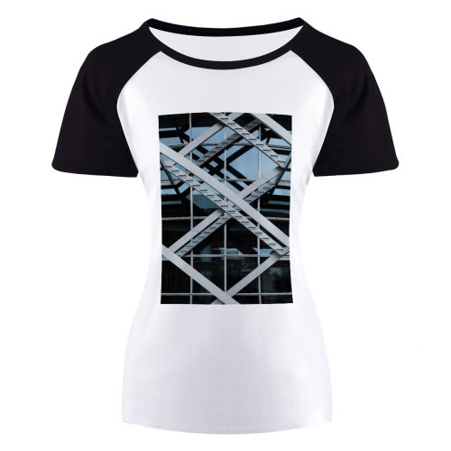 yanfind Women's Sleeve Raglan T Shirt Short Architecture Building Contemporary Design Futuristic Glass Items Outdoors Reflection Structure