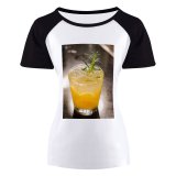 yanfind Women's Sleeve Raglan T Shirt Short Alcohol Bar Beverage Cocktail Glass Icee Leaf Liquid Liquor