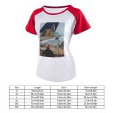 yanfind Women's Sleeve Raglan T Shirt Short Travel Aircraft Aviation Barbed Wire Fence Daylight Metal Outdoors Signs